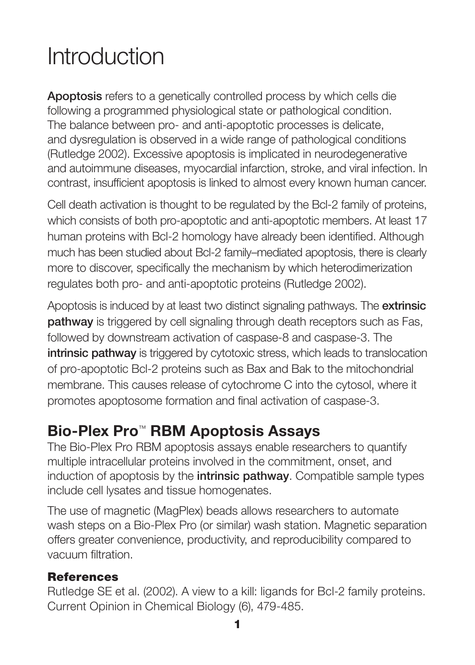 Introduction, Introduction 1, Bio-plex pro | Rbm apoptosis assays | Bio-Rad Apoptosis Assays User Manual | Page 3 / 37