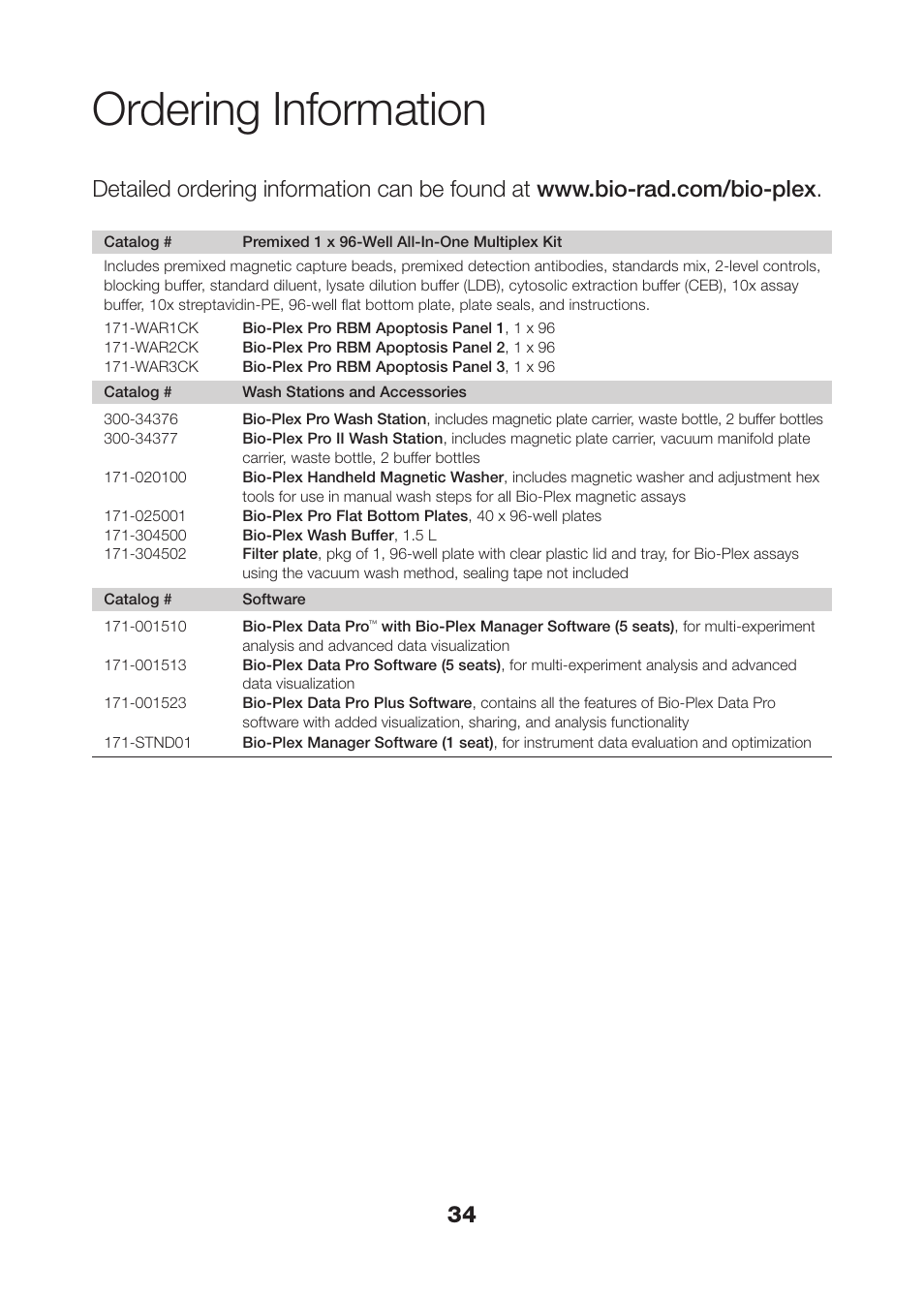 Ordering information | Bio-Rad Apoptosis Assays User Manual | Page 36 / 37
