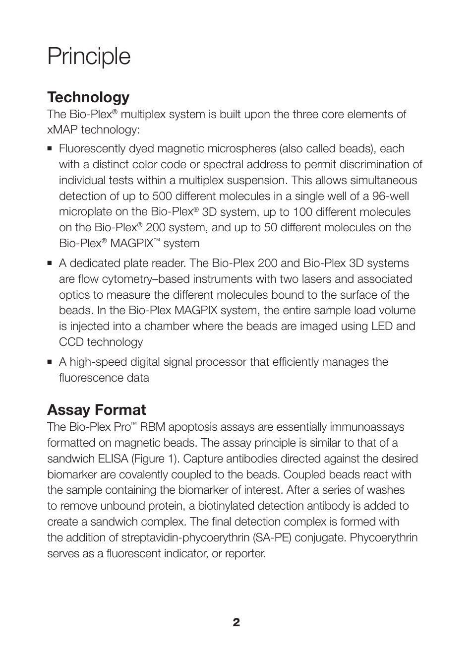 Principle, Principle 2, Technology | Assay format | Bio-Rad Apoptosis Assays User Manual | Page 4 / 37