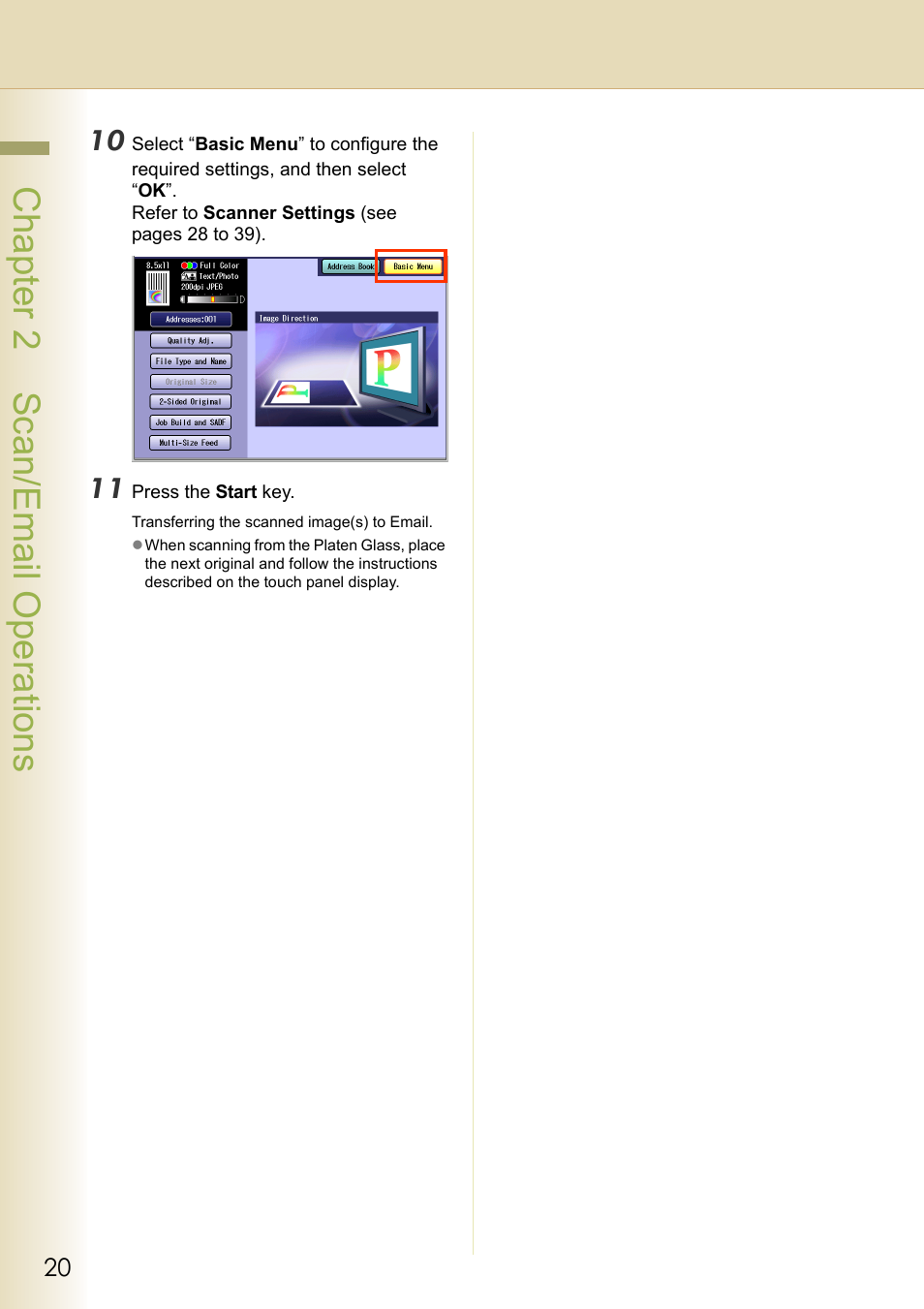 Chapter 2 scan/email operations | Black Box DP-C262 C322 User Manual | Page 20 / 54