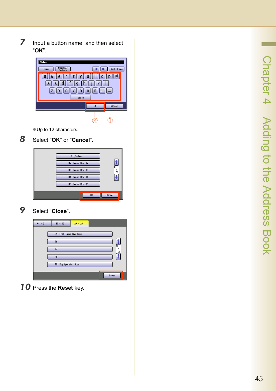 Chapt er 4 a ddi ng to the address book | Black Box DP-C262 C322 User Manual | Page 45 / 54