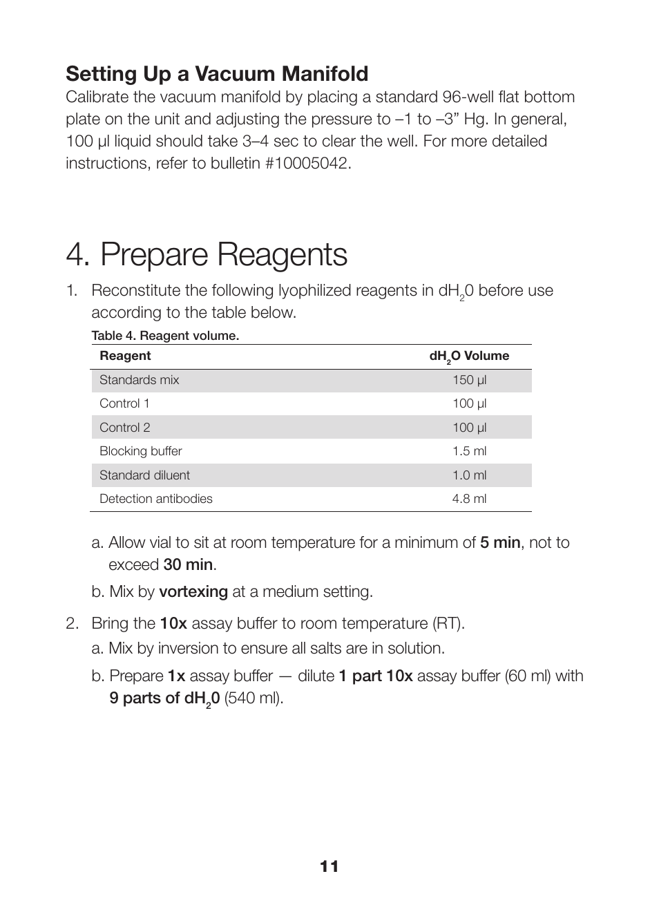 Prepare reagents 11, Prepare reagents, Setting up a vacuum manifold | Bio-Rad Human Metabolic and Hormone Assays User Manual | Page 13 / 34