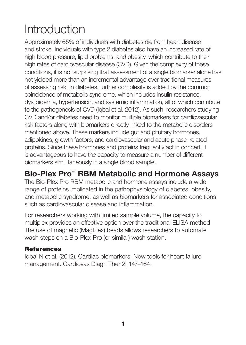 Introduction 1, Introduction | Bio-Rad Human Metabolic and Hormone Assays User Manual | Page 3 / 34