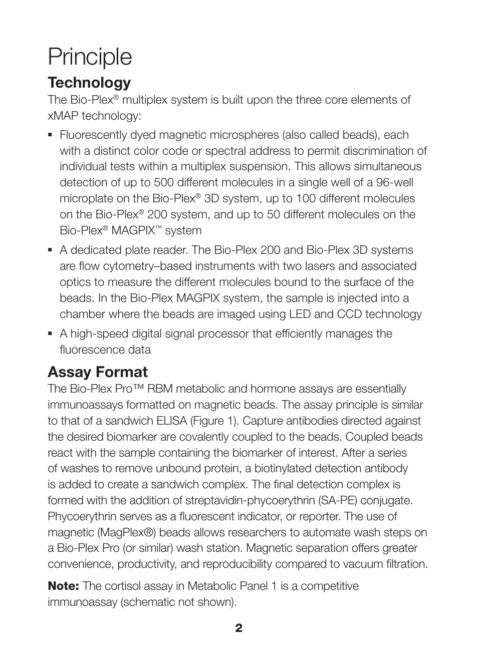 Principle 2, Principle, Technology | Assay format | Bio-Rad Human Metabolic and Hormone Assays User Manual | Page 4 / 34