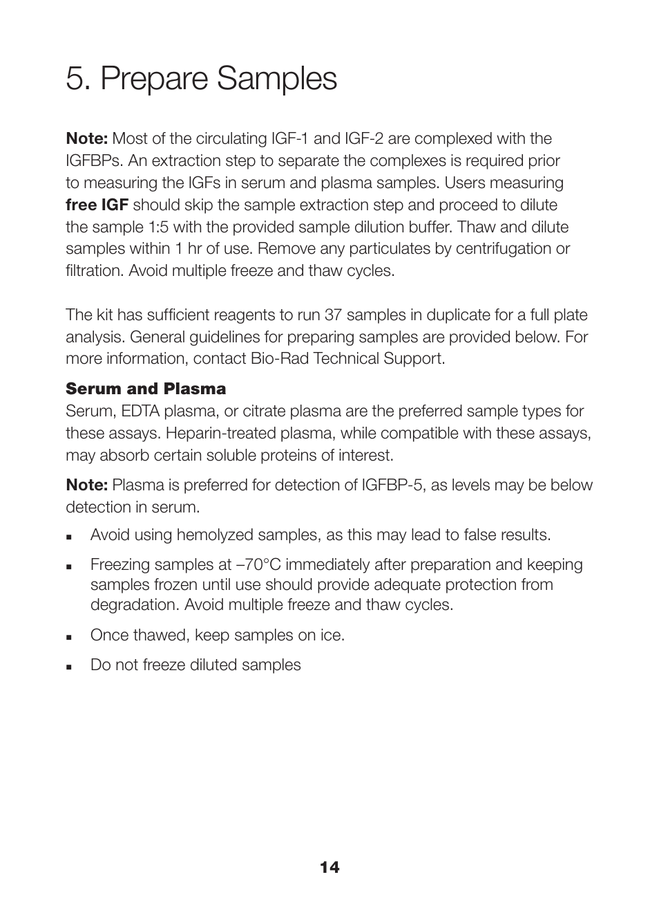 Prepare samples 14, Prepare samples | Bio-Rad Human Metabolic and Hormone Assays User Manual | Page 16 / 36