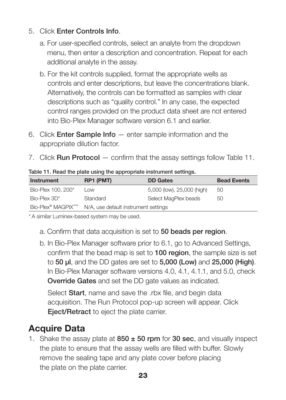 Acquire data | Bio-Rad Human Metabolic and Hormone Assays User Manual | Page 25 / 36