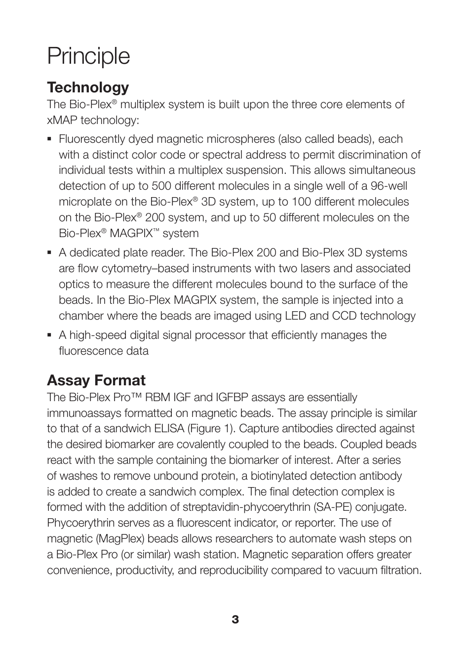 Principle, Technology, Assay format | Bio-Rad Human Metabolic and Hormone Assays User Manual | Page 5 / 36