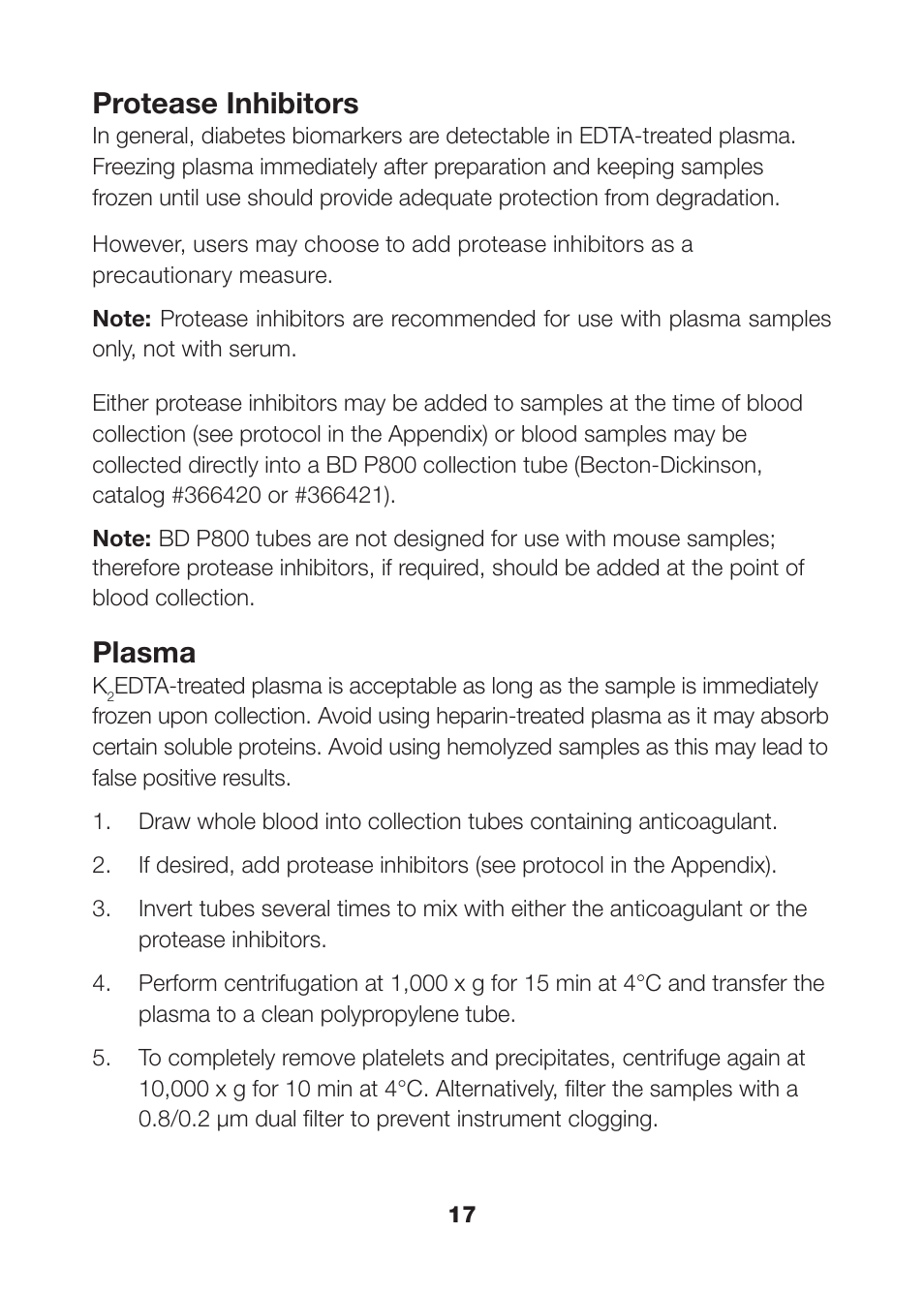 Protease inhibitors, Plasma | Bio-Rad Rat Diabetes Assays User Manual | Page 19 / 50