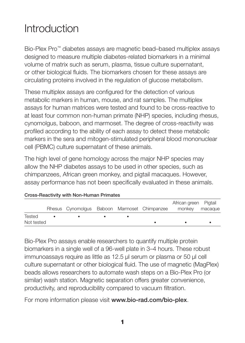 Introduction, Introduction 1, Bio-plex pro | Bio-Rad Rat Diabetes Assays User Manual | Page 3 / 50