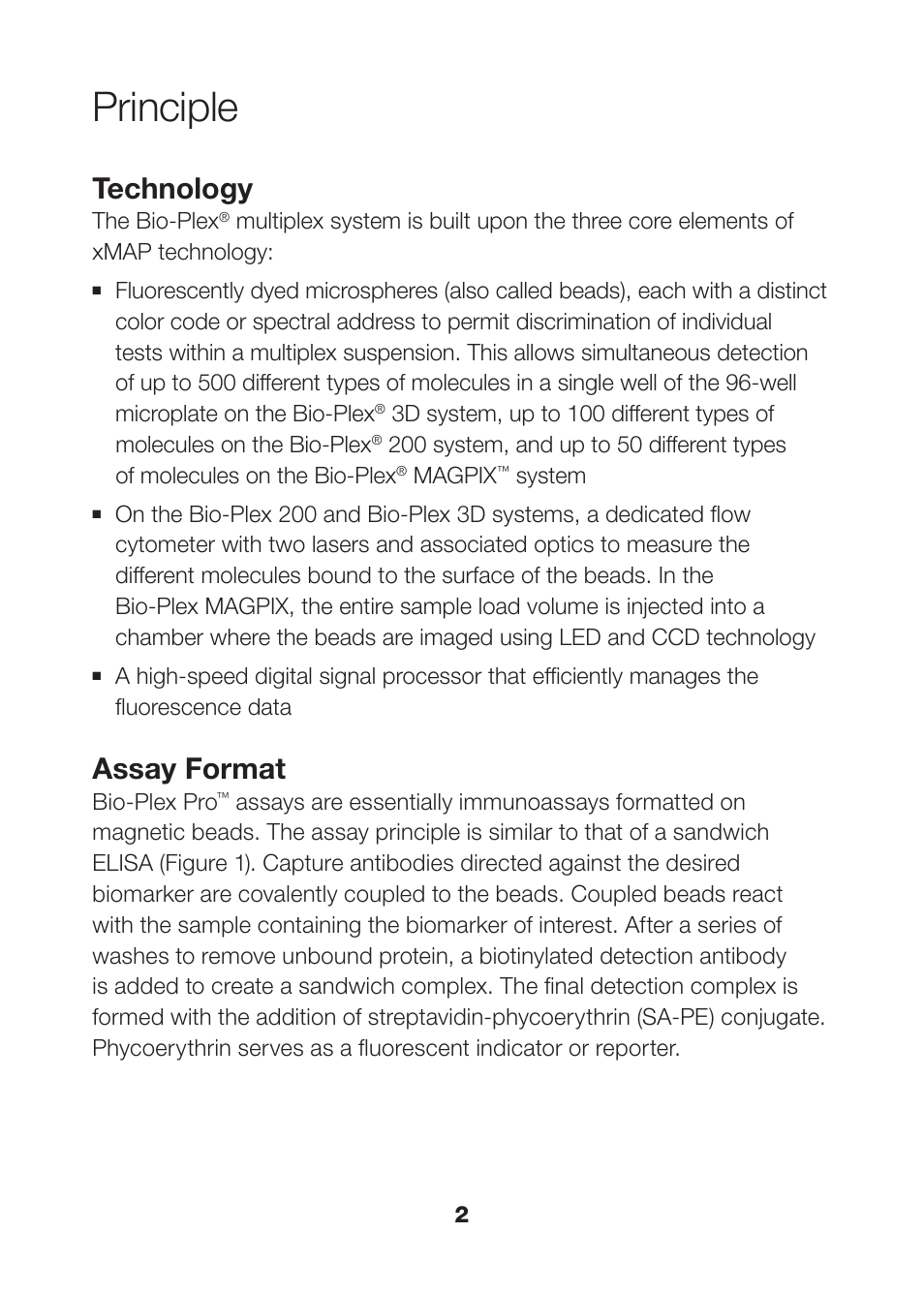 Principle, Principle 2, Technology | Assay format | Bio-Rad Rat Diabetes Assays User Manual | Page 4 / 50