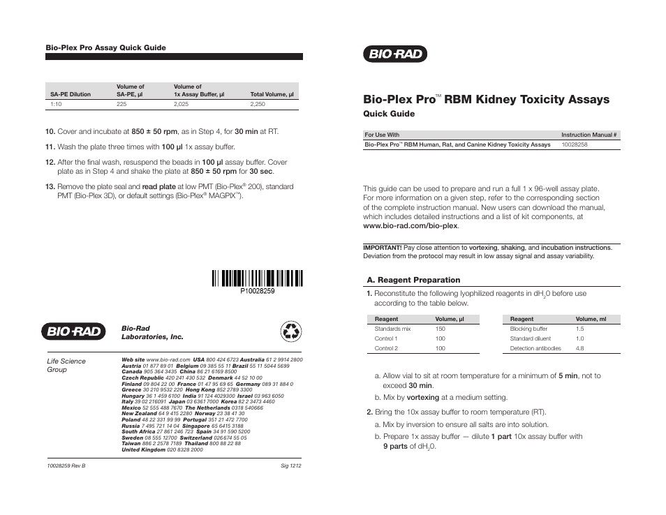 Bio-Rad Bio-Plex Pro™ RBM Canine Kidney Toxicity Assays User Manual | 2 pages