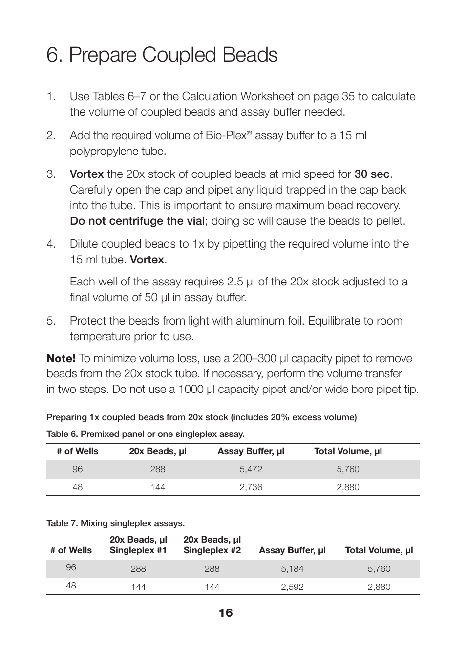 Prepare coupled beads, Prepare coupled beads 16 | Bio-Rad Bio-Plex Pro™ Human Cancer Biomarker Assays User Manual | Page 18 / 42