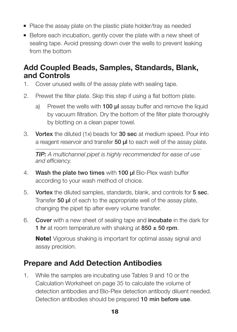 Prepare and add detection antibodies | Bio-Rad Bio-Plex Pro™ Human Cancer Biomarker Assays User Manual | Page 20 / 42