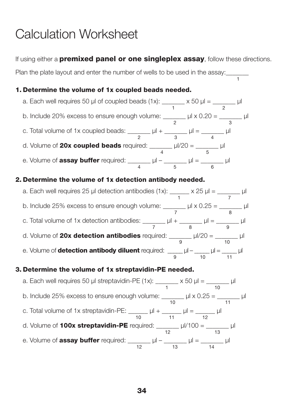 Calculation worksheet | Bio-Rad Bio-Plex Pro™ Human Isotyping Assays User Manual | Page 36 / 39