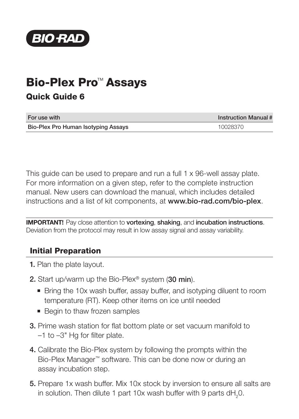 Bio-Rad Bio-Plex Pro™ Human Isotyping Assays User Manual | 4 pages