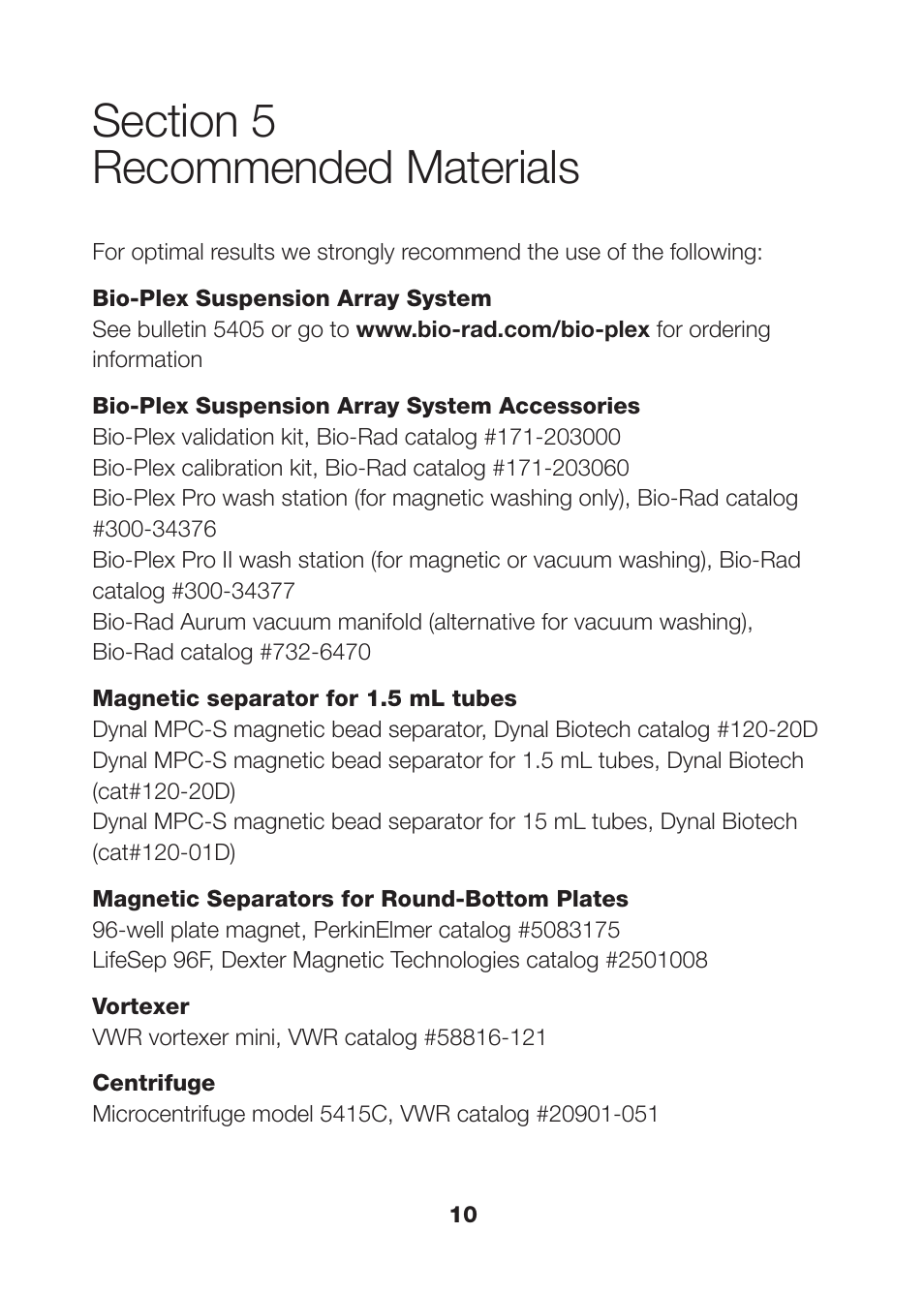 Bio-Rad Nonmagnetic Beads and Related Reagents User Manual | Page 12 / 37