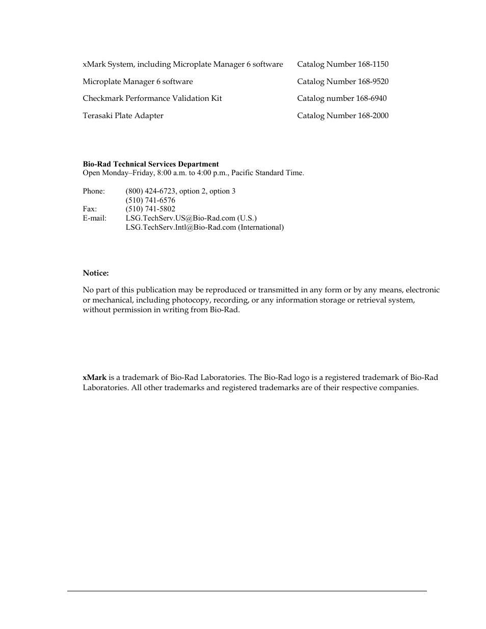 Bio-Rad xMark™ Microplate Absorbance Spectrophotometer User Manual | Page 3 / 20