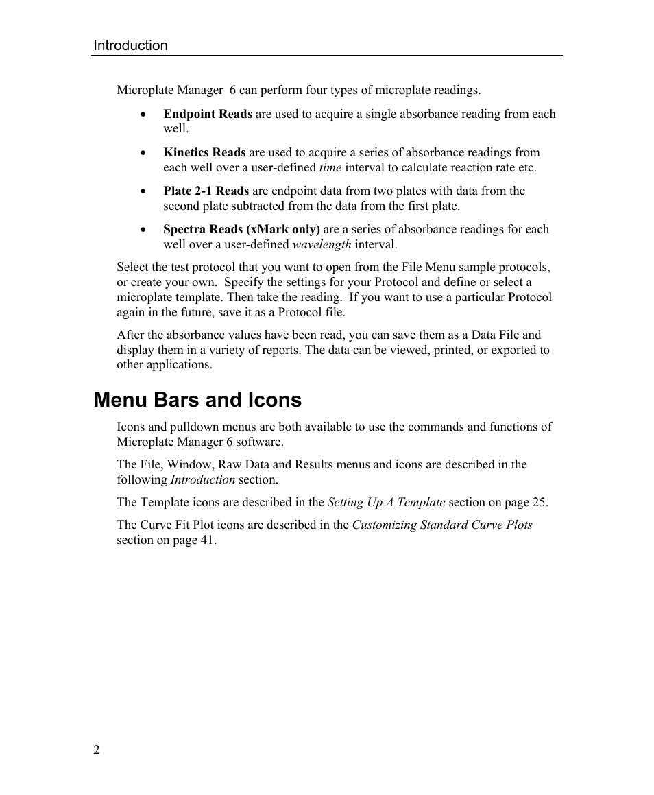 Menu bars and icons | Bio-Rad Microplate Manager Software User Manual | Page 10 / 112