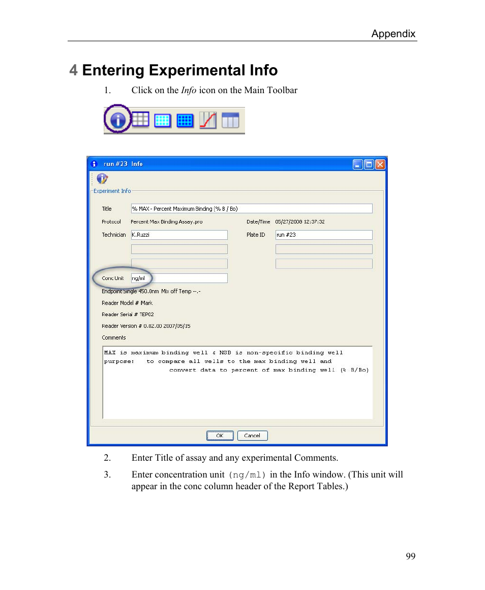 4 entering experimental info, 4entering experimental info | Bio-Rad Microplate Manager Software User Manual | Page 107 / 112