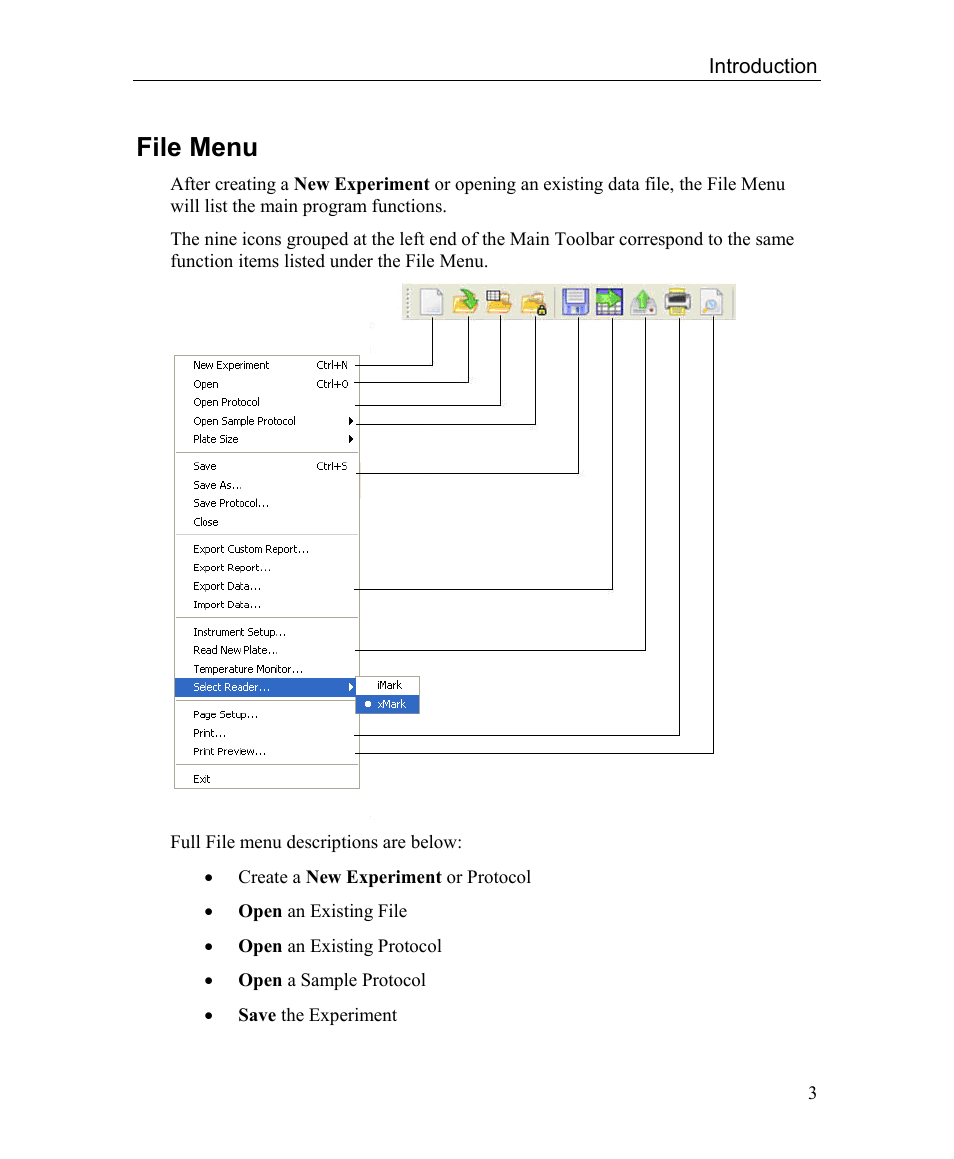 File menu | Bio-Rad Microplate Manager Software User Manual | Page 11 / 112