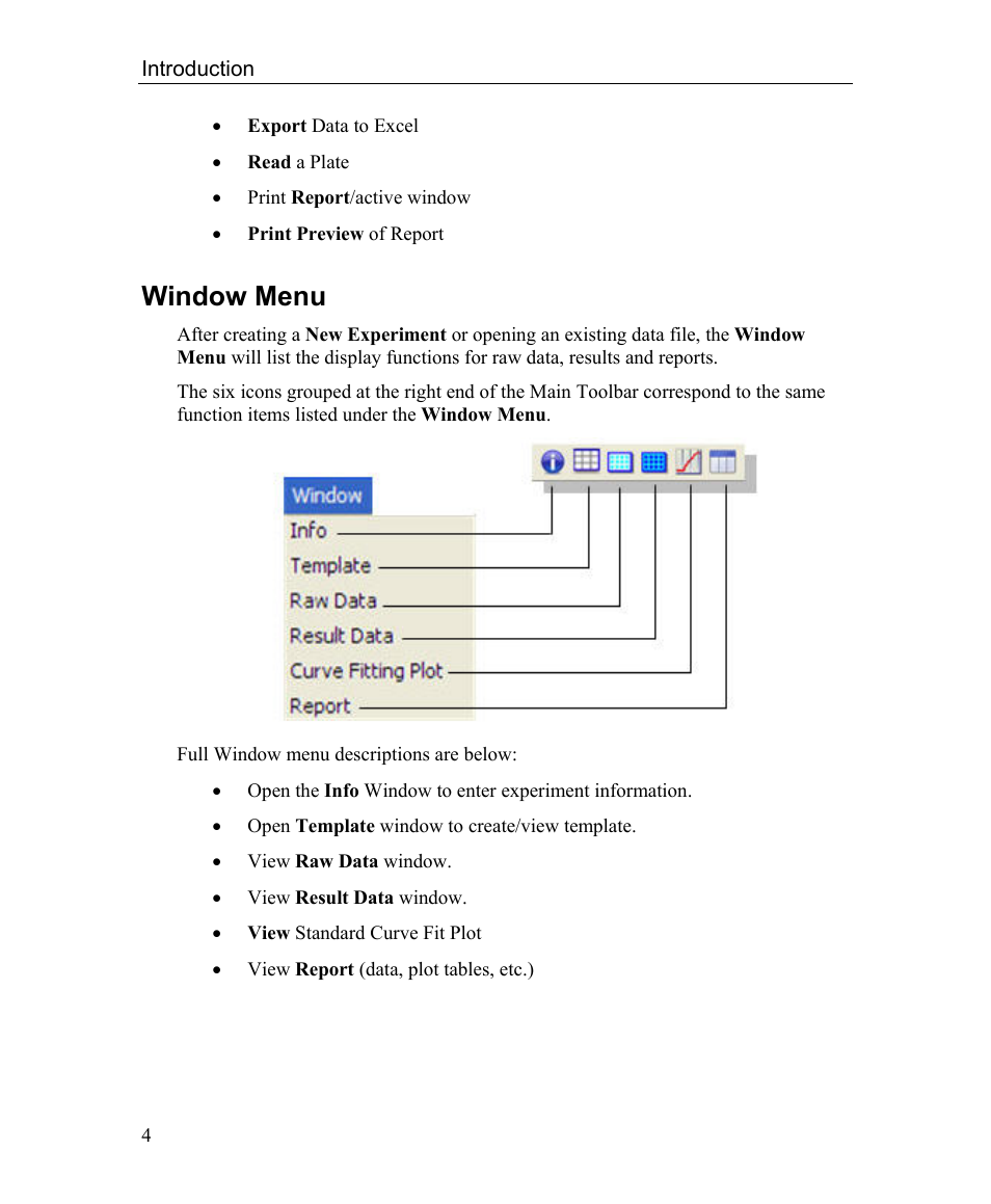 Window menu | Bio-Rad Microplate Manager Software User Manual | Page 12 / 112
