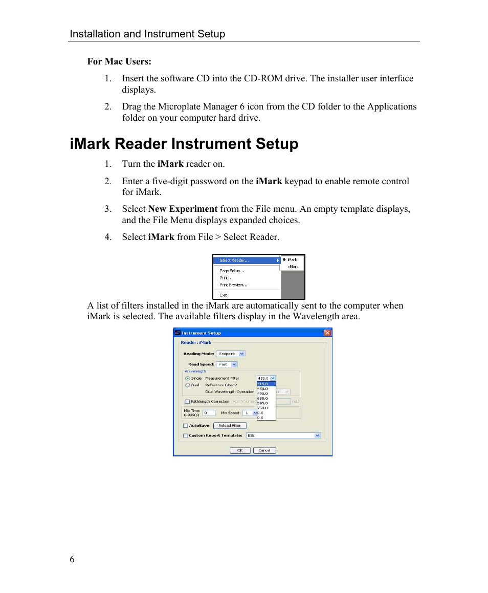 Imark reader instrument setup | Bio-Rad Microplate Manager Software User Manual | Page 14 / 112