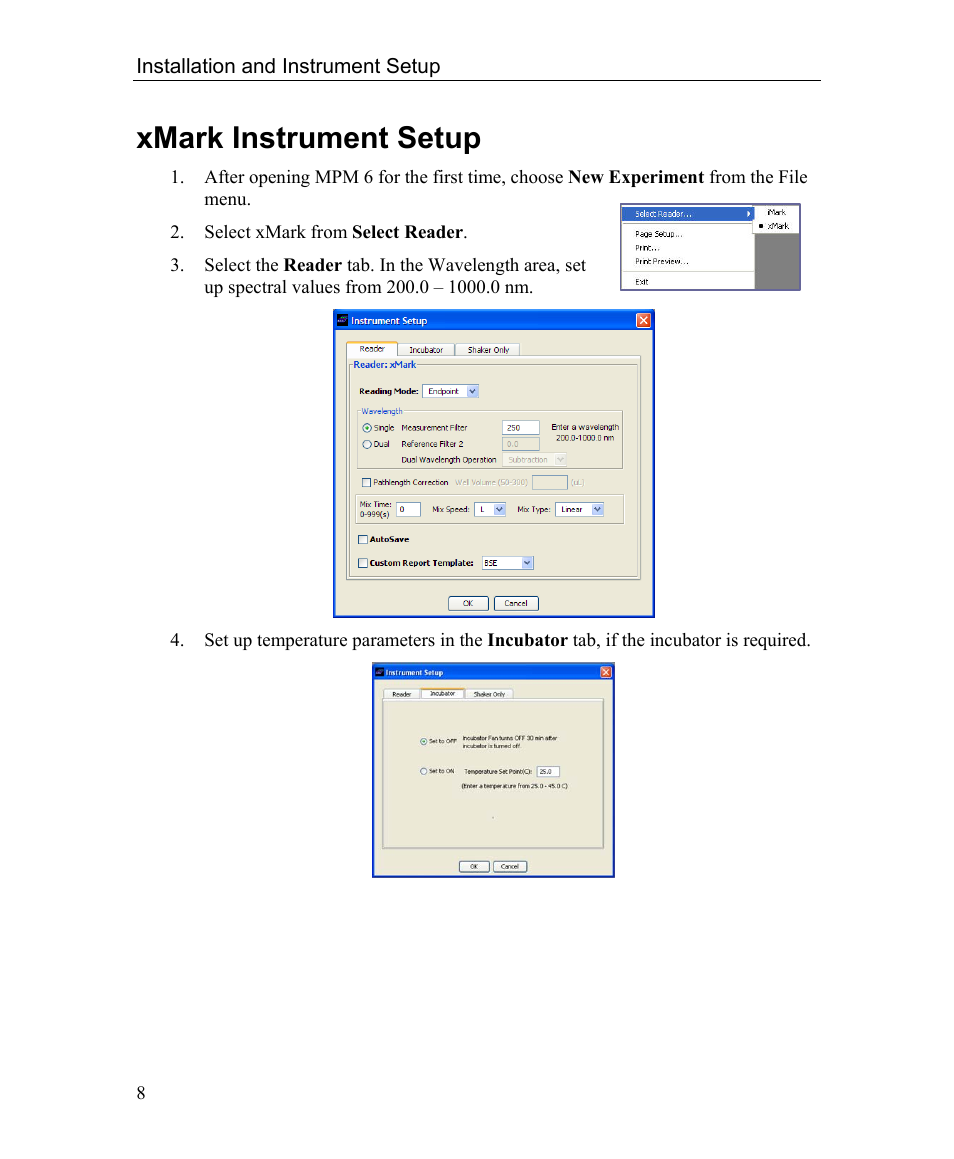 Xmark instrument setup | Bio-Rad Microplate Manager Software User Manual | Page 16 / 112