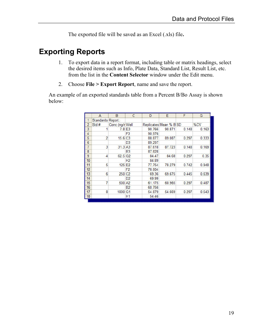 Exporting reports | Bio-Rad Microplate Manager Software User Manual | Page 27 / 112