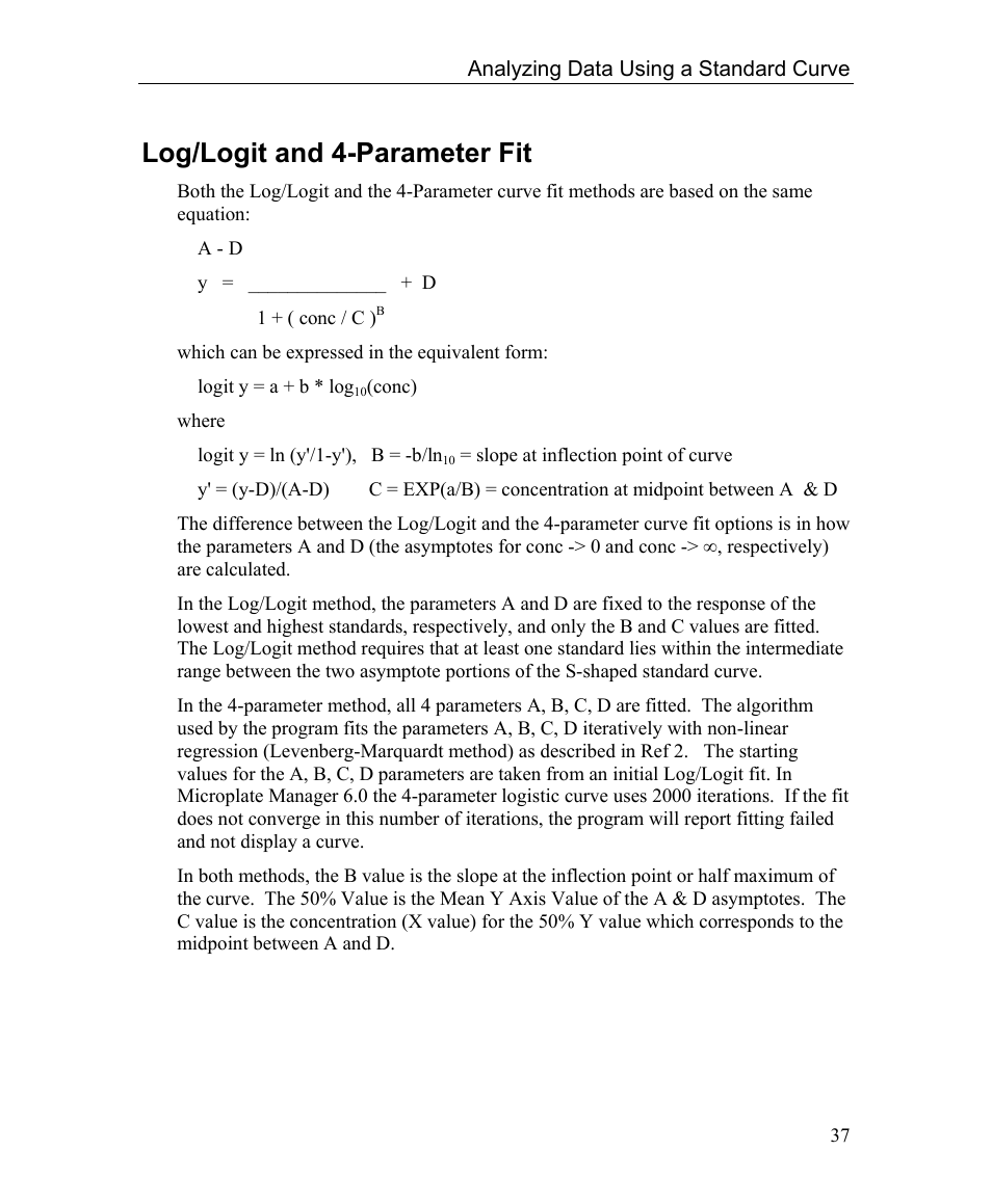 Log/logit and 4-parameter fit | Bio-Rad Microplate Manager Software User Manual | Page 45 / 112