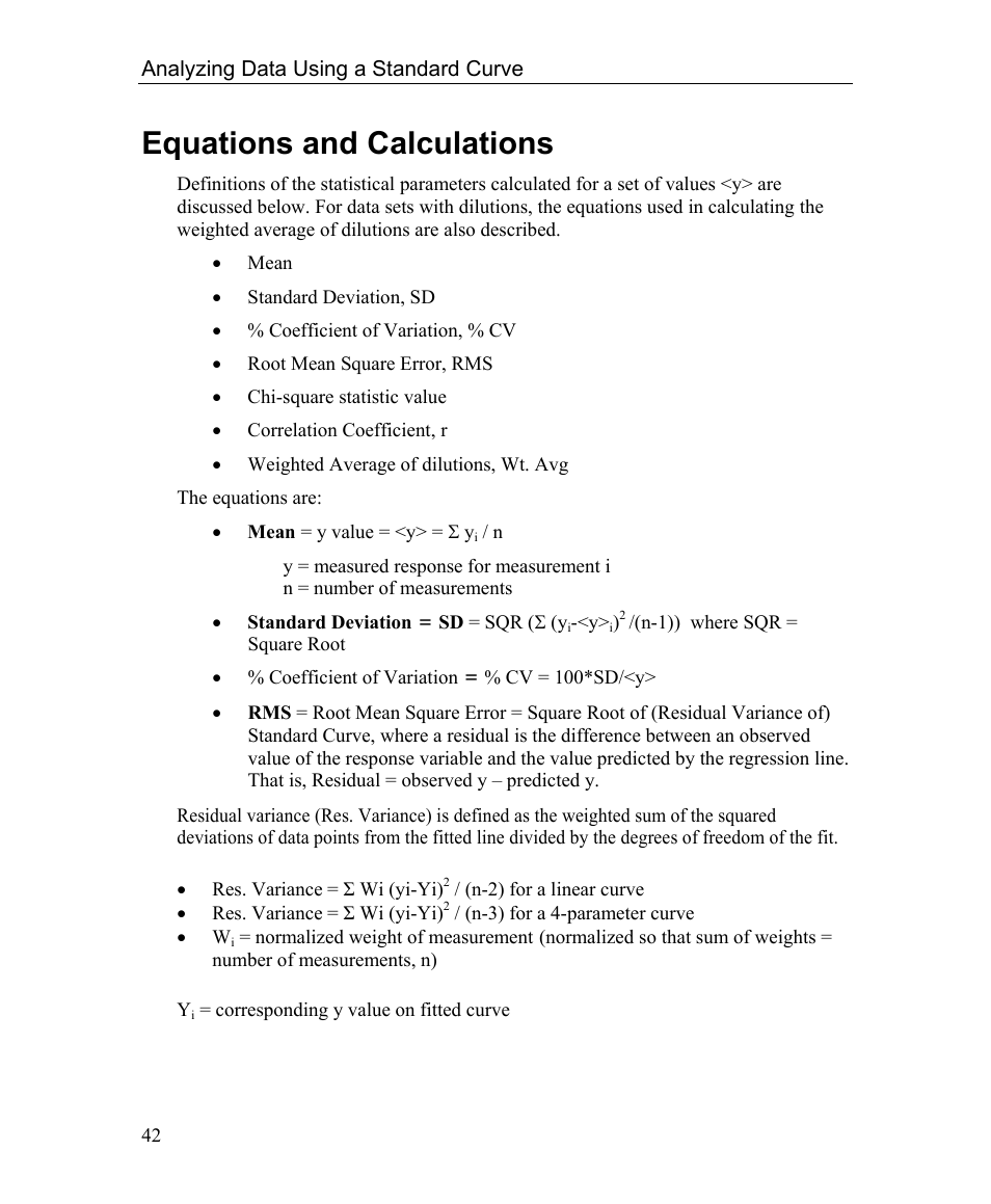 Equations and calculations | Bio-Rad Microplate Manager Software User Manual | Page 50 / 112