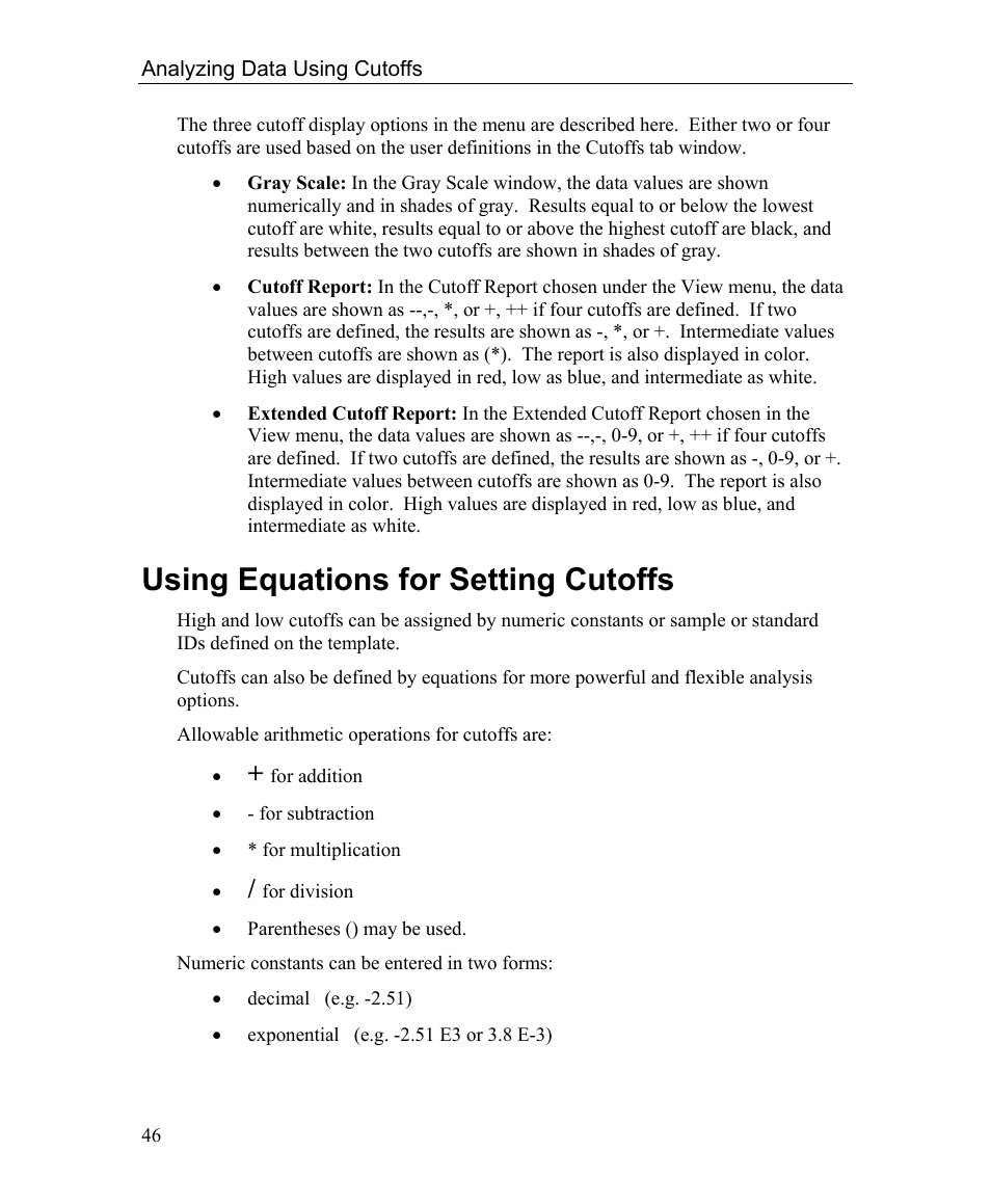 Using equations for setting cutoffs | Bio-Rad Microplate Manager Software User Manual | Page 54 / 112