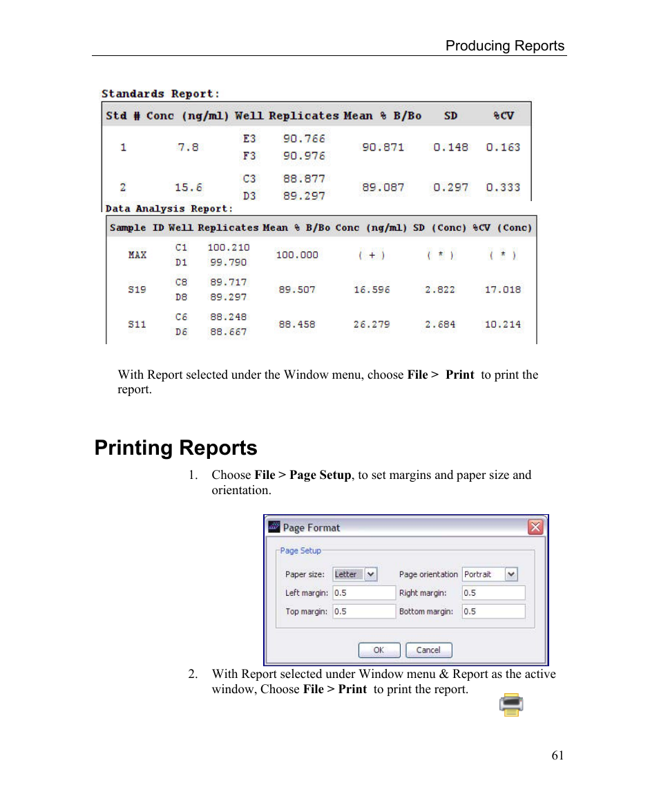 Printing reports | Bio-Rad Microplate Manager Software User Manual | Page 69 / 112