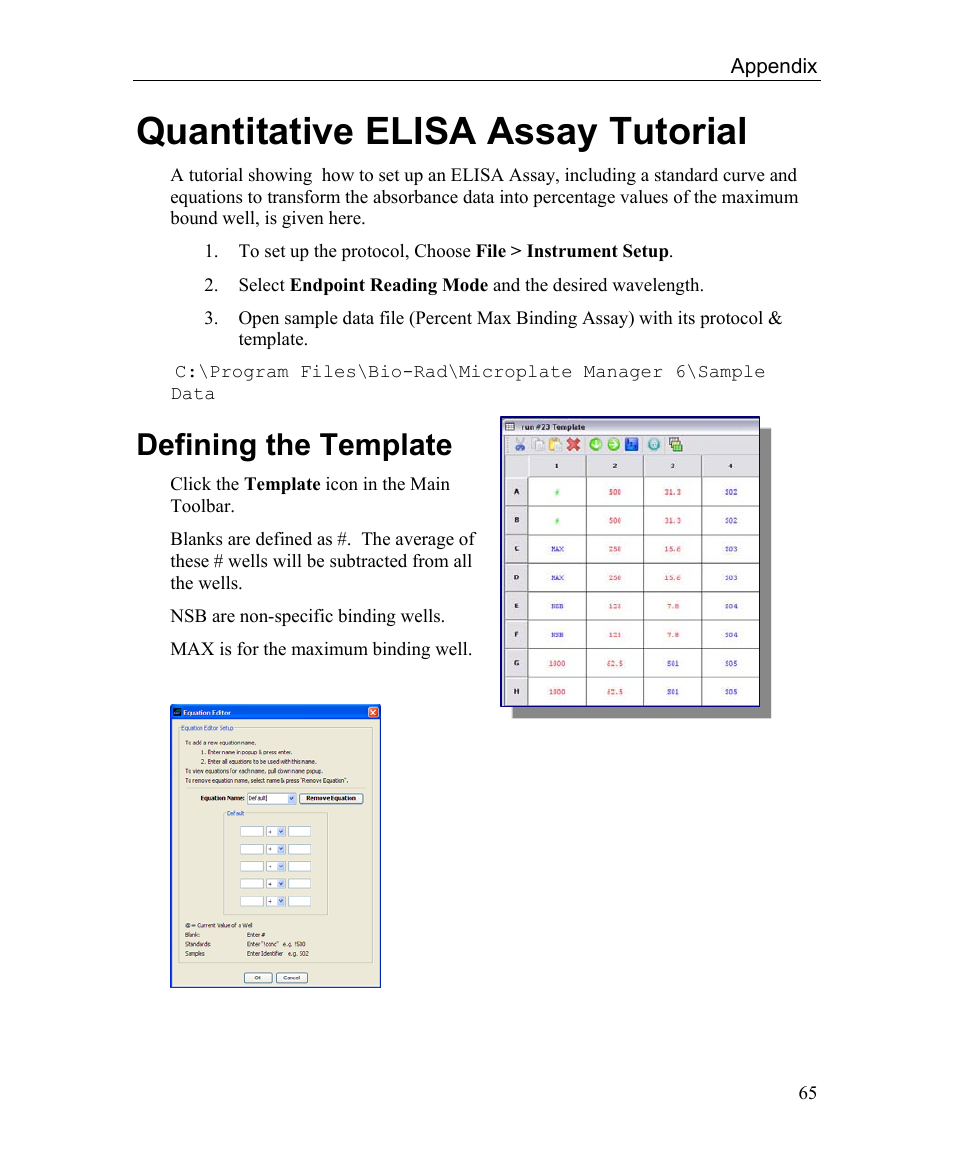 Quantitative elisa assay tutorial, Defining the template | Bio-Rad Microplate Manager Software User Manual | Page 73 / 112