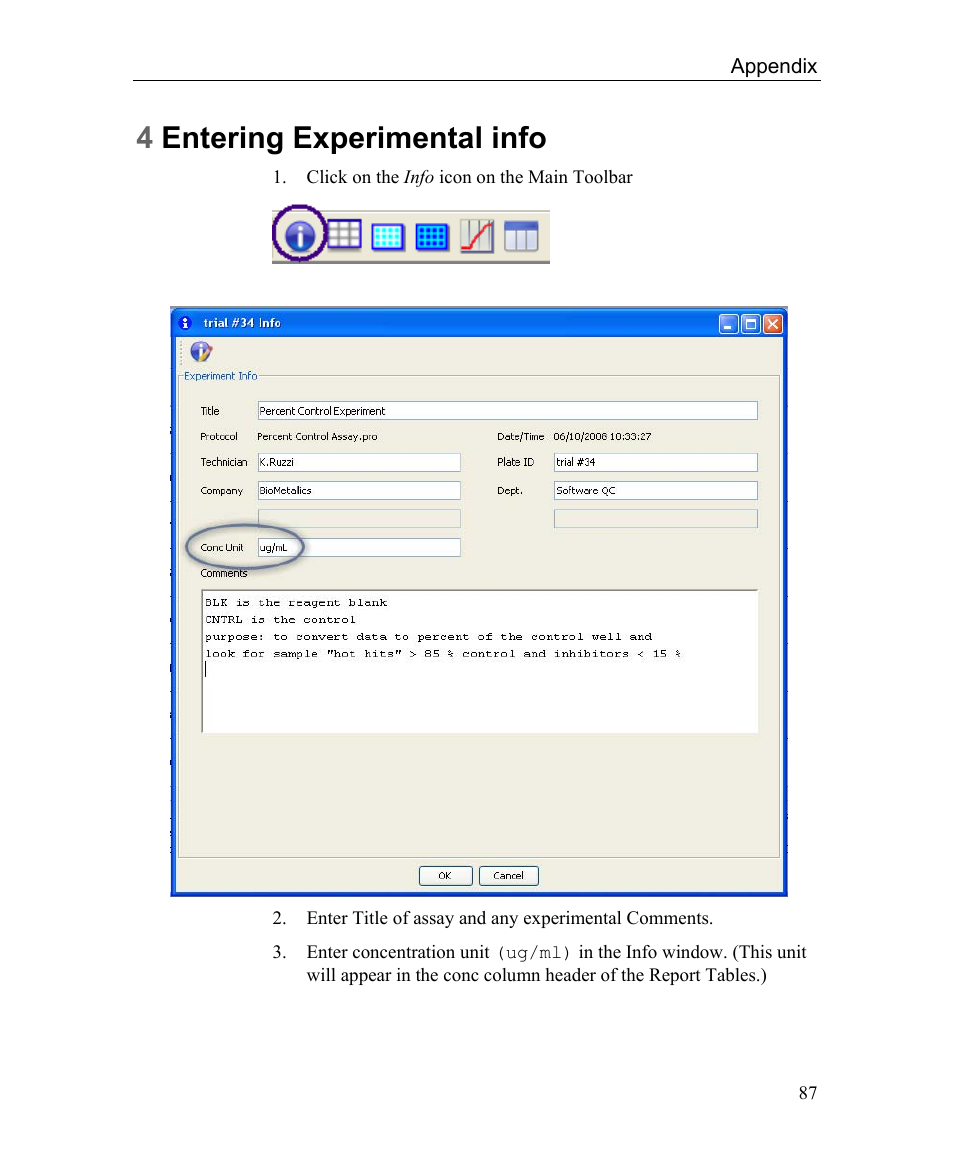 4 entering experimental info, 4entering experimental info | Bio-Rad Microplate Manager Software User Manual | Page 95 / 112