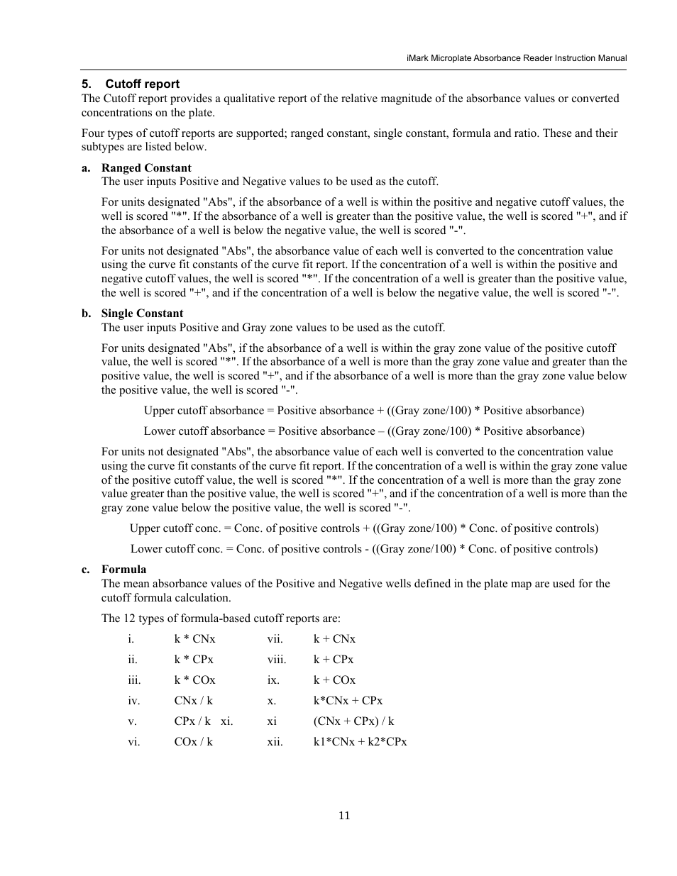 Cutoff, Report | Bio-Rad iMark Microplate Absorbance Reader User Manual | Page 17 / 48