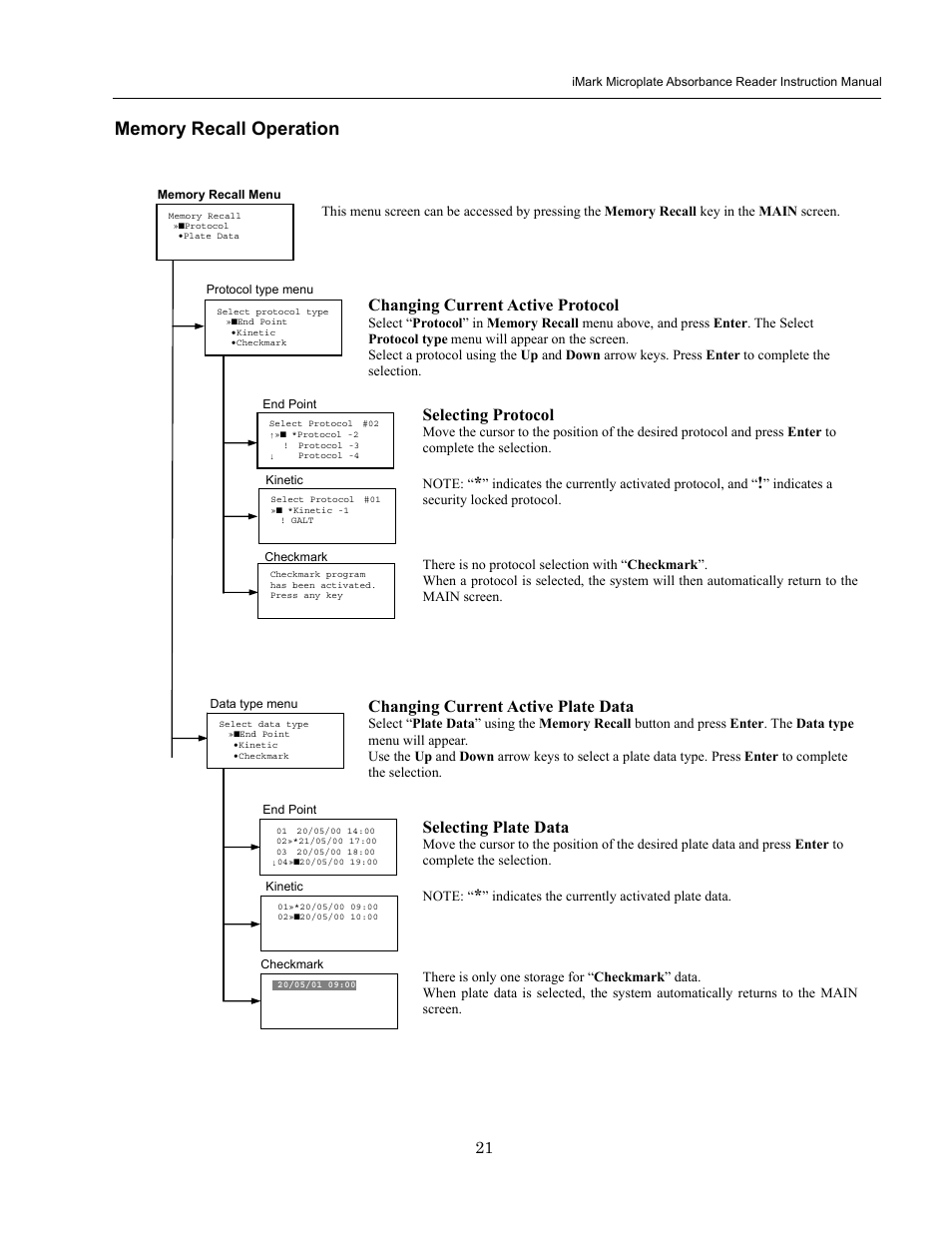 Memory recall operation | Bio-Rad iMark Microplate Absorbance Reader User Manual | Page 27 / 48