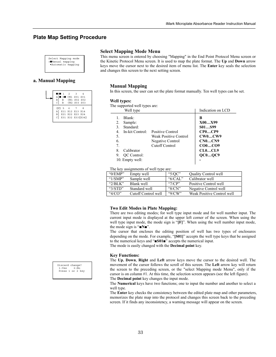 Plate map setting procedure, Select mapping mode menu, A. manual mapping manual mapping | Bio-Rad iMark Microplate Absorbance Reader User Manual | Page 39 / 48