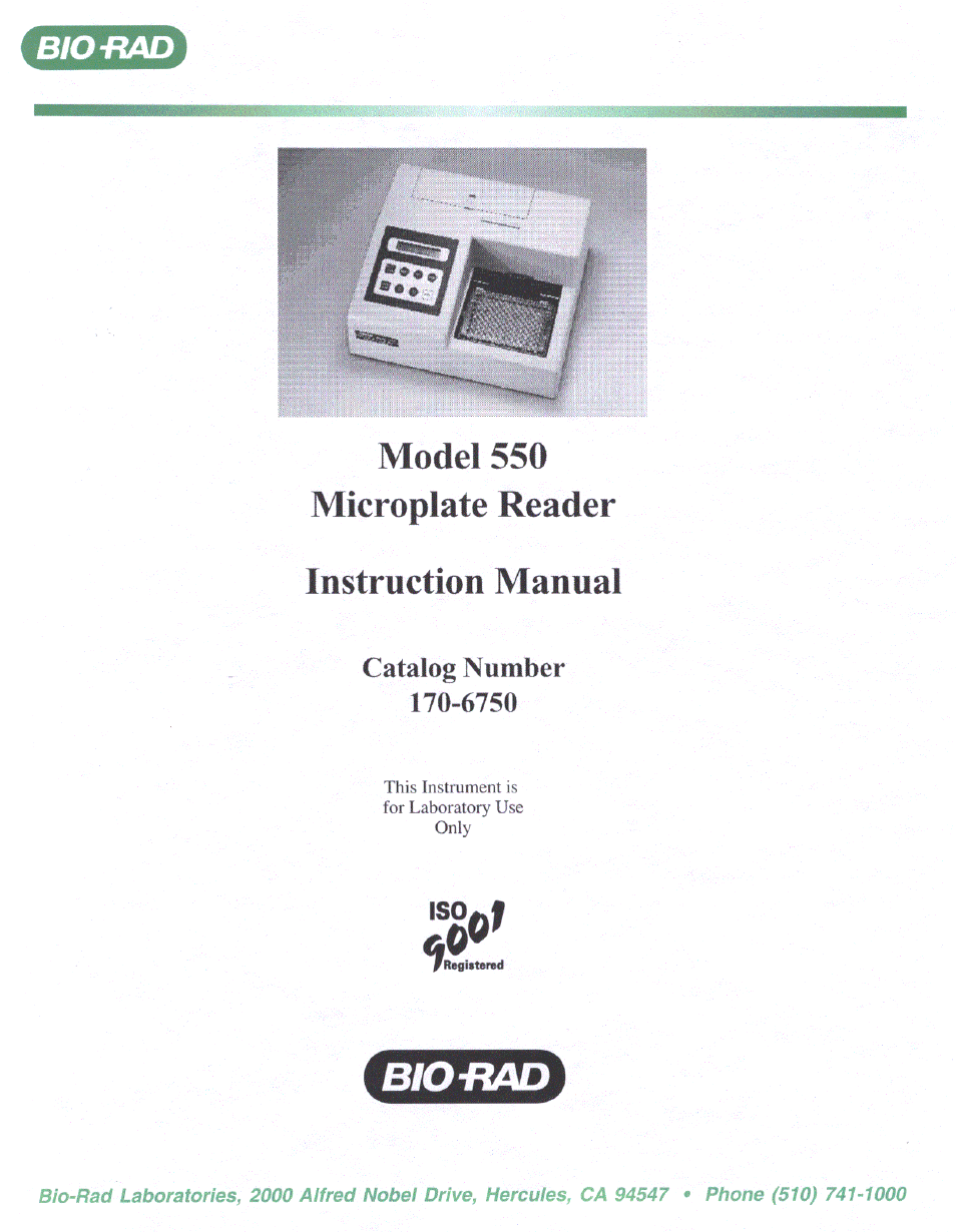 Bio-Rad Model 550, Ultramark, and Benchmark Microplate Reader Accessories User Manual | 39 pages