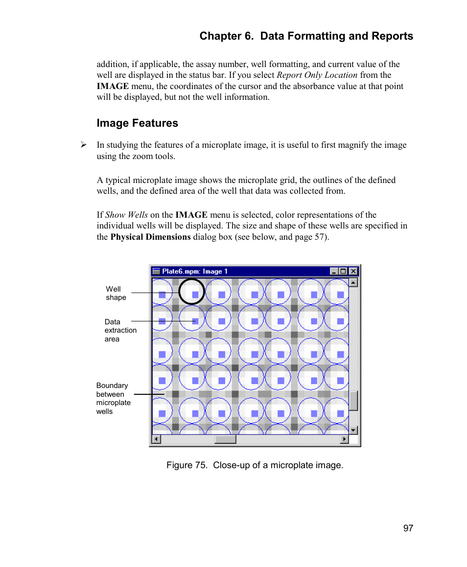 Chapter 6. data formatting and reports, Image features | Bio-Rad Model 680 Microplate Reader Accessories User Manual | Page 105 / 150