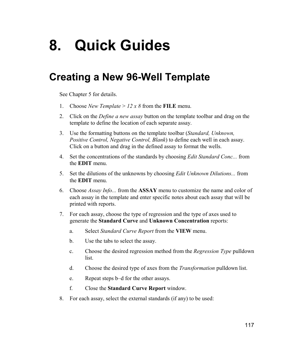 Quick guides, Creating a new 96-well template | Bio-Rad Model 680 Microplate Reader Accessories User Manual | Page 125 / 150
