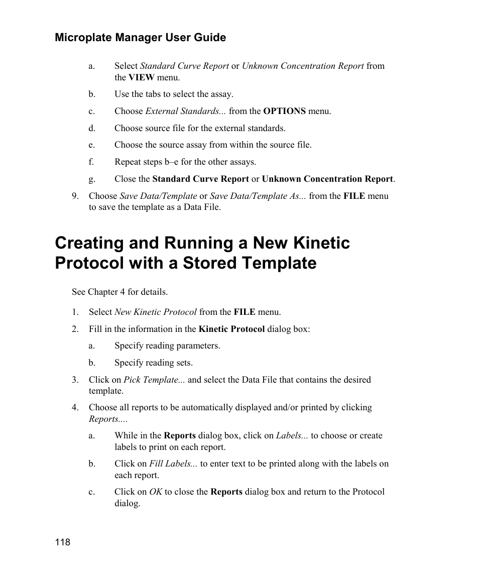 Creating and running a new kinetic protocol with a, Stored template, Microplate manager user guide | Bio-Rad Model 680 Microplate Reader Accessories User Manual | Page 126 / 150