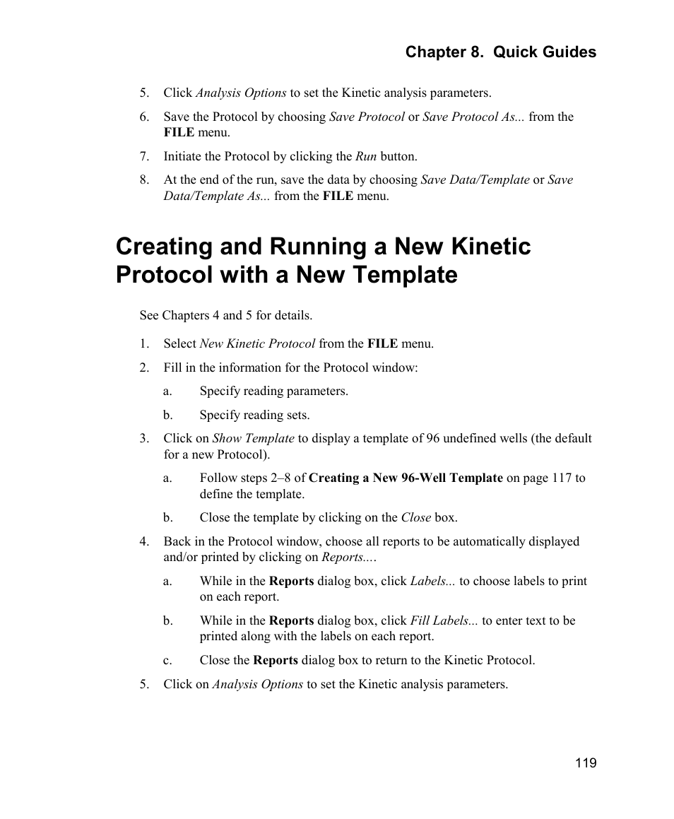 Creating and running a new kinetic protocol with a, New template | Bio-Rad Model 680 Microplate Reader Accessories User Manual | Page 127 / 150