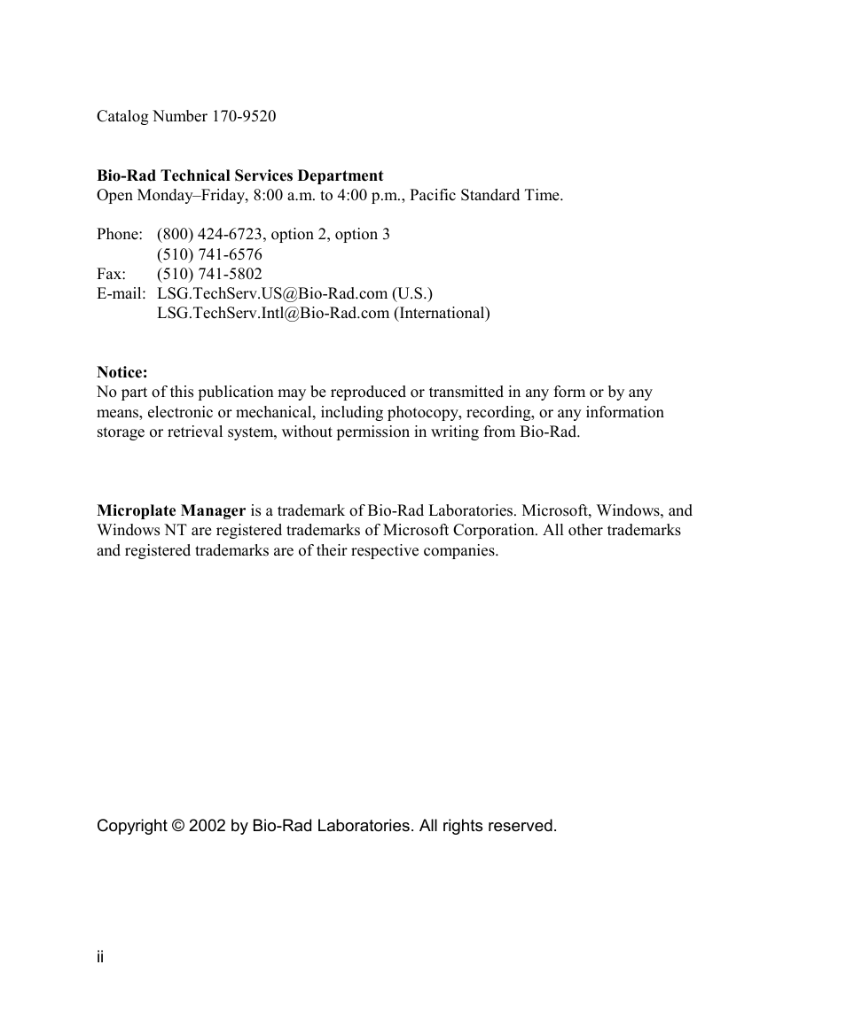 Bio-Rad Model 680 Microplate Reader Accessories User Manual | Page 2 / 150