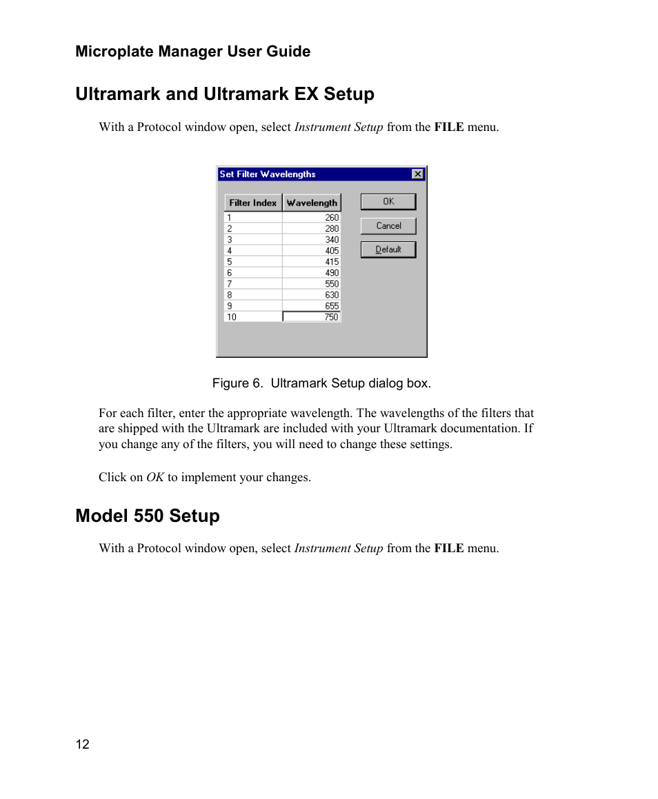 Ultramark and ultramark ex setup, Model 550 setup | Bio-Rad Model 680 Microplate Reader Accessories User Manual | Page 20 / 150