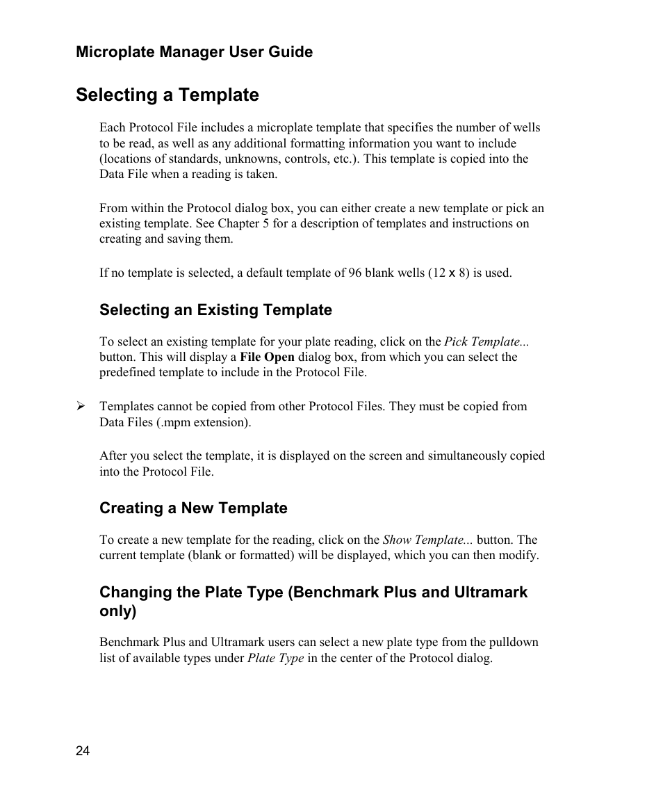 Selecting a template | Bio-Rad Model 680 Microplate Reader Accessories User Manual | Page 32 / 150