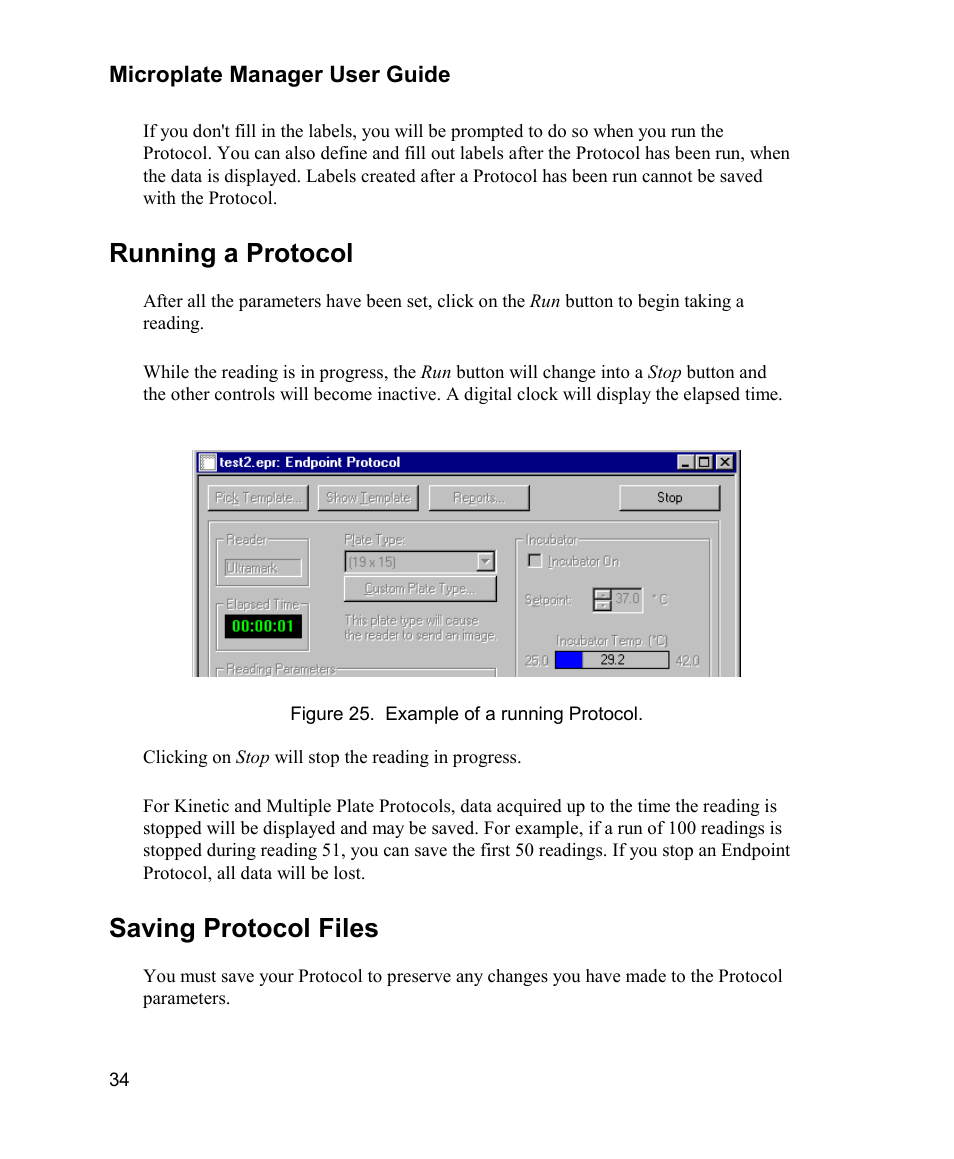 Running a protocol, Saving protocol files | Bio-Rad Model 680 Microplate Reader Accessories User Manual | Page 42 / 150