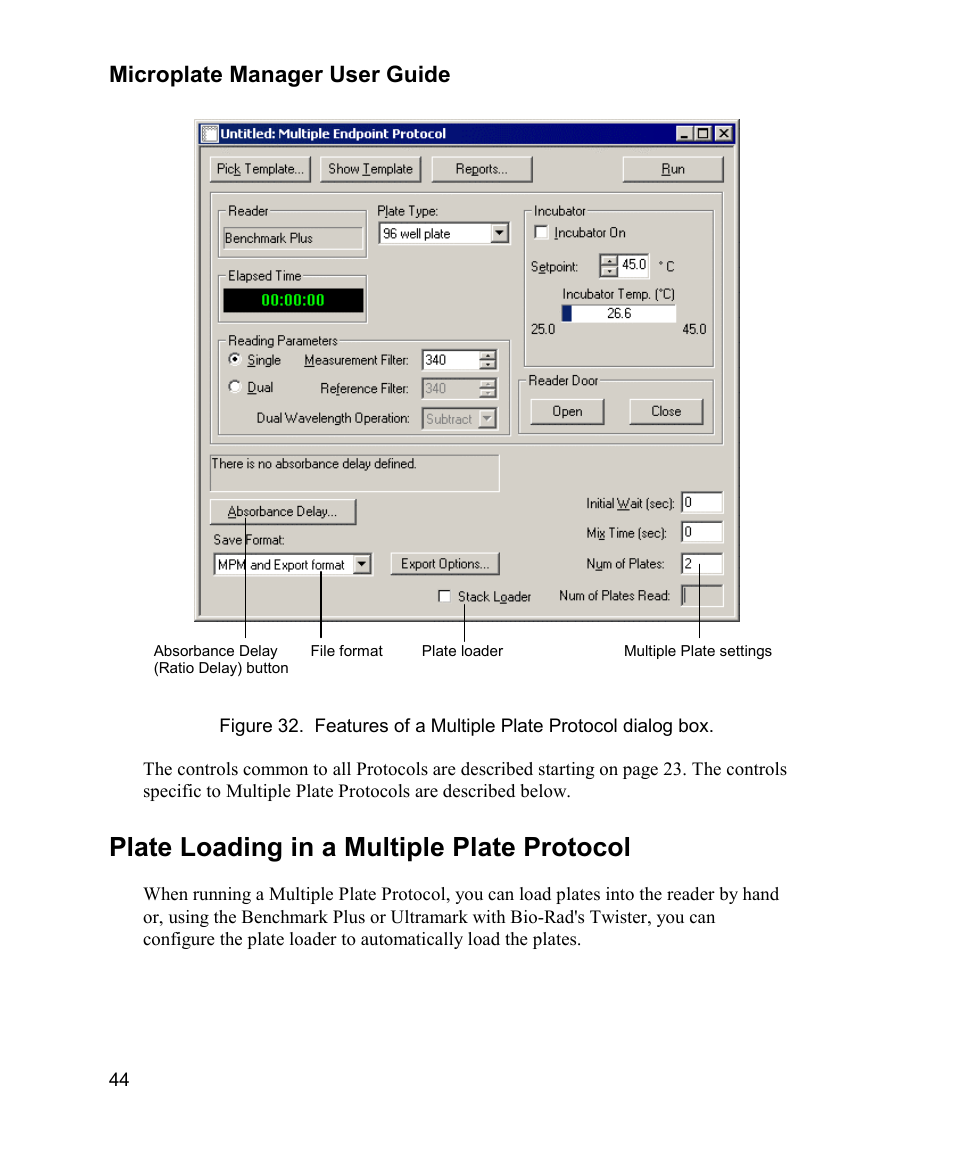 Plate loading in a multiple plate protocol, Microplate manager user guide | Bio-Rad Model 680 Microplate Reader Accessories User Manual | Page 52 / 150