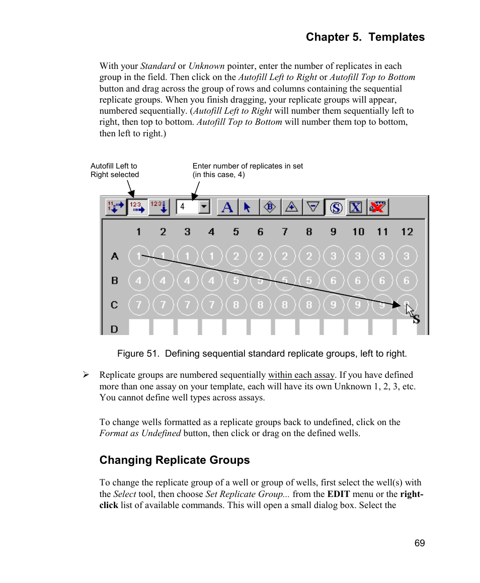 Chapter 5. templates, Changing replicate groups | Bio-Rad Model 680 Microplate Reader Accessories User Manual | Page 77 / 150