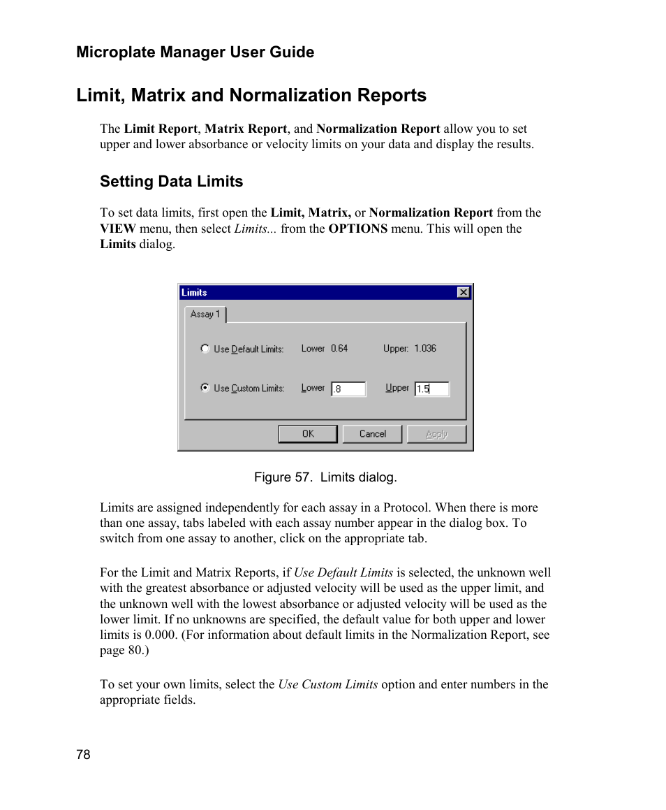 Limit, matrix and normalization reports | Bio-Rad Model 680 Microplate Reader Accessories User Manual | Page 86 / 150