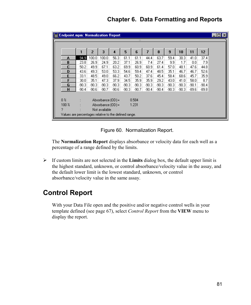 Control report | Bio-Rad Model 680 Microplate Reader Accessories User Manual | Page 89 / 150